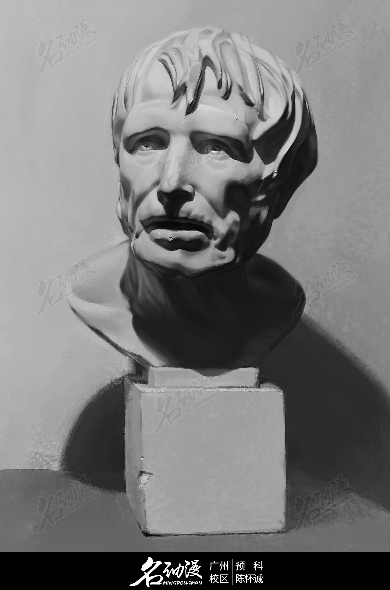 老人头像素描石膏2