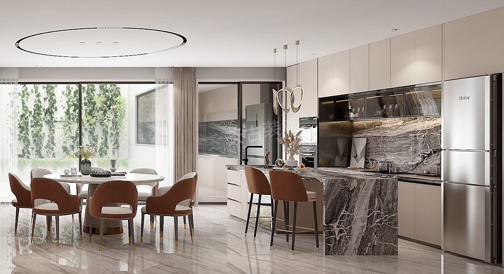 重庆合院别墅装修设计案例,郡悦府轻奢风格装修效果图