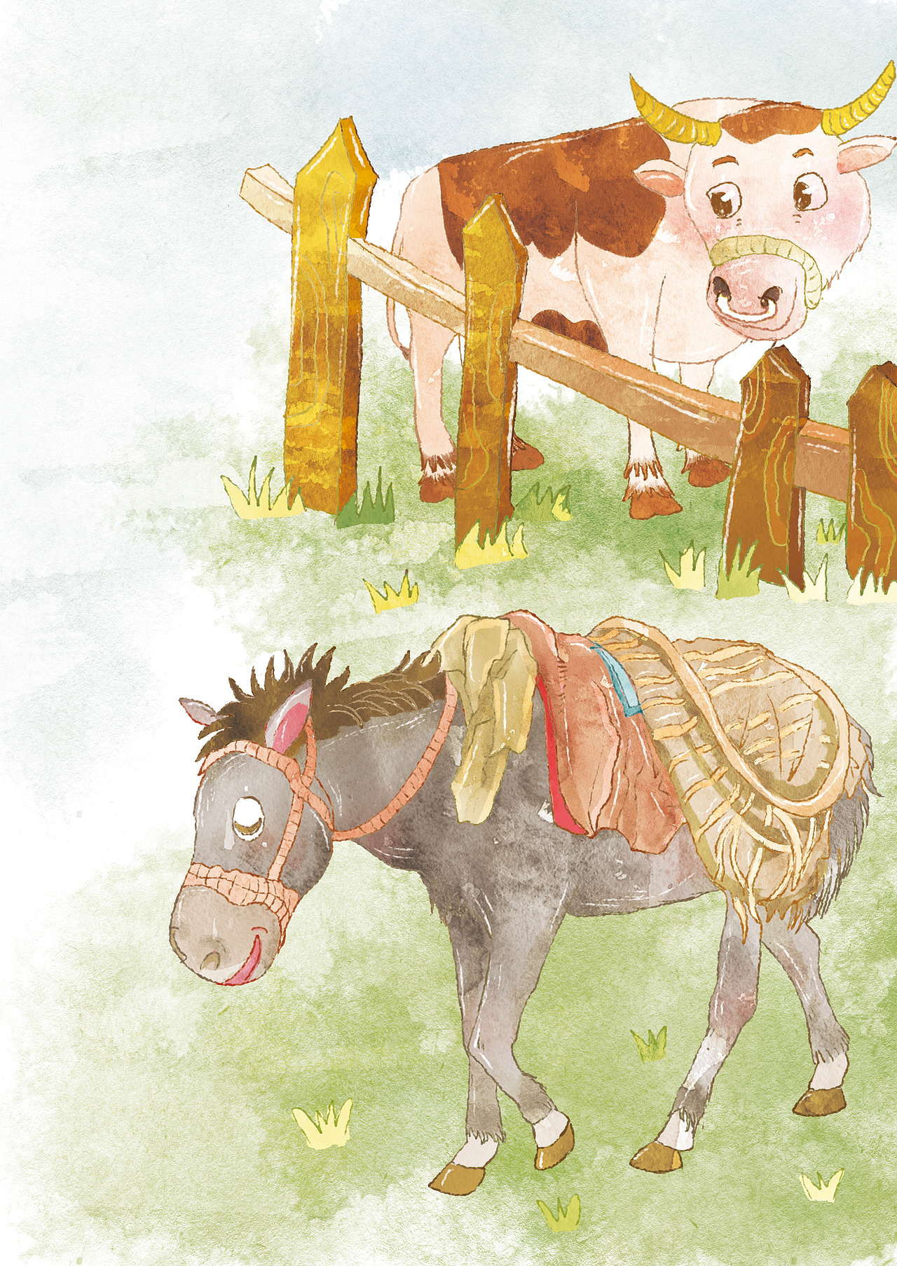 《七色花》《森林中的小屋》《水牛于毛驴》|插画|商业插画|霏霏阿霏