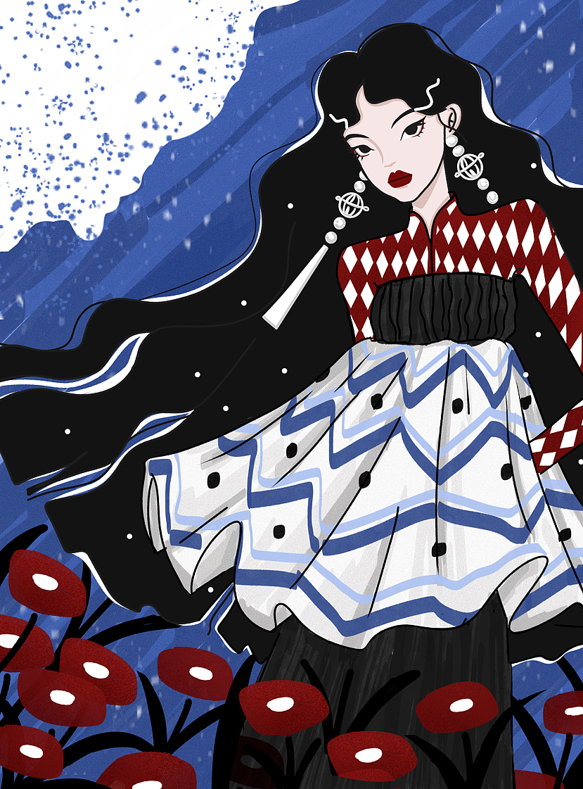 红蓝|服装设计（图ZMzY0MTY1Mjgw） - 艺术插画 - 站酷设计师KikiLori原创素材 - 站酷ZCOOL