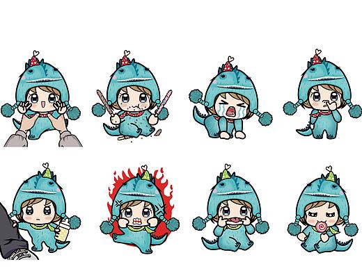 卡通形象设计/小魔怪/ 恐龙造型宝宝/ 表情包/吉祥物