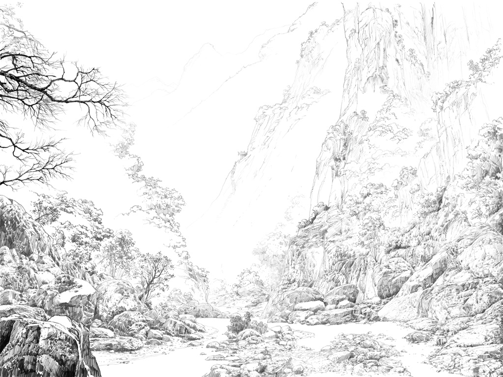 王者峡谷铅笔画图片