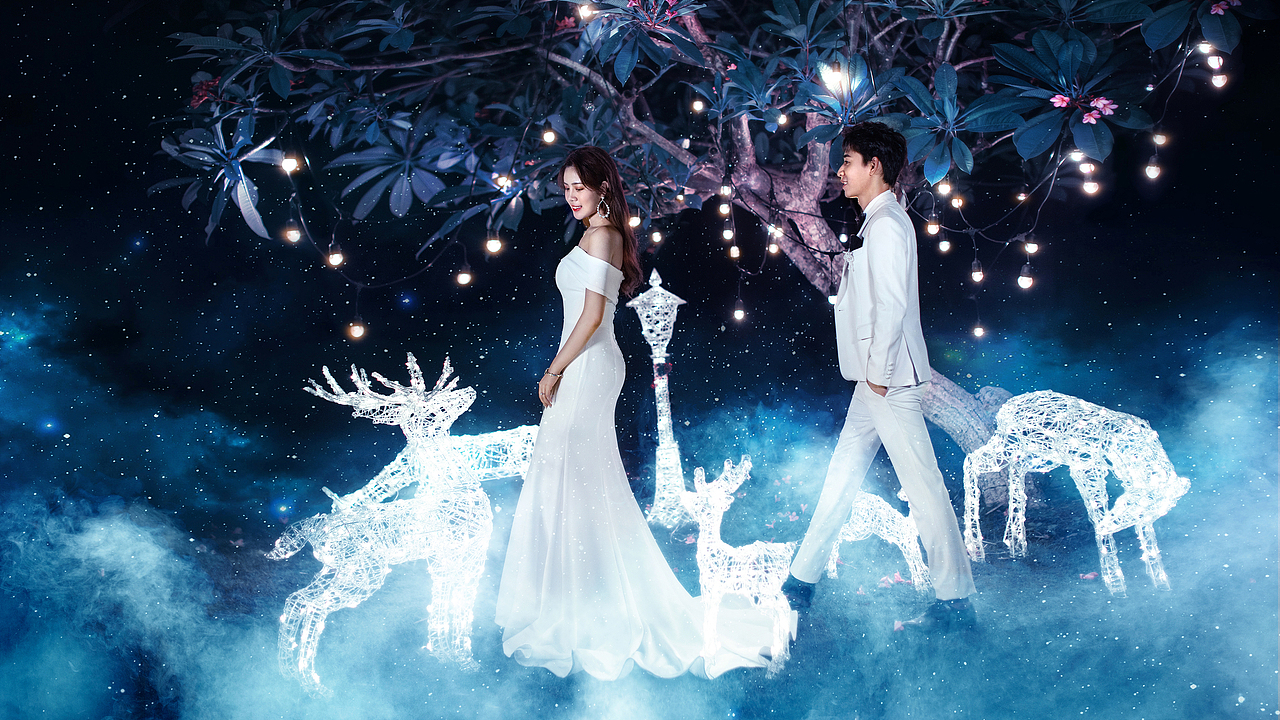 婚纱照修图-圣诞节创意作品
