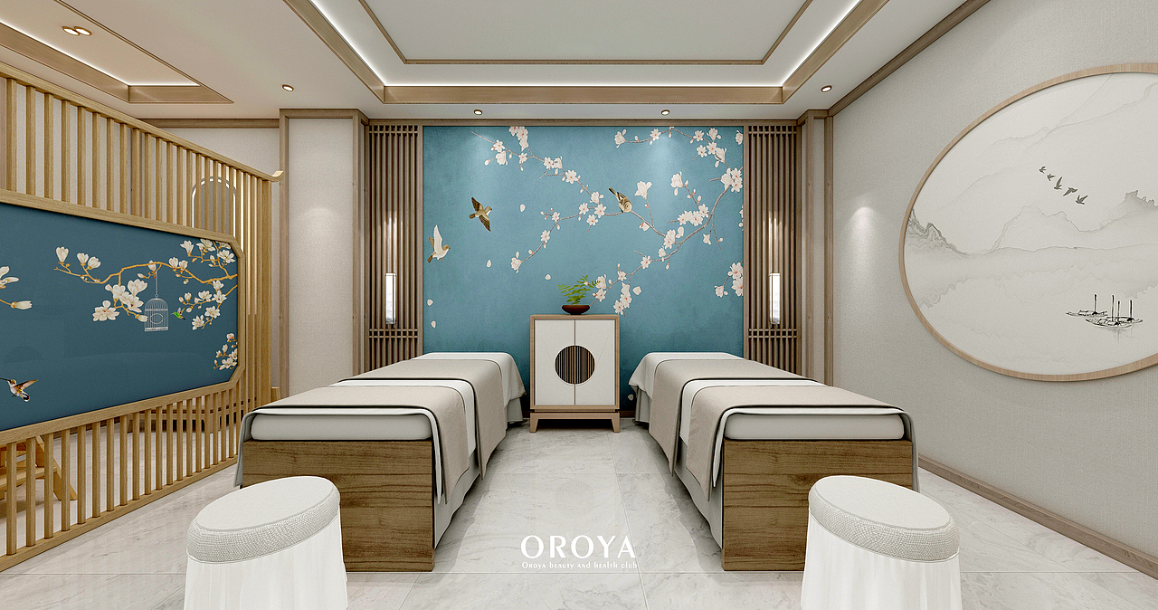 新中式美容养生会所（图ZMjU4ODc5NjQ0） - 商业空间设计 - 站酷设计师FL空间设计原创素材 - 站酷ZCOOL