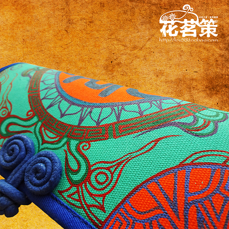叁公馆之#花茗策#精工图腾手绘帆布钱包·家有禧事