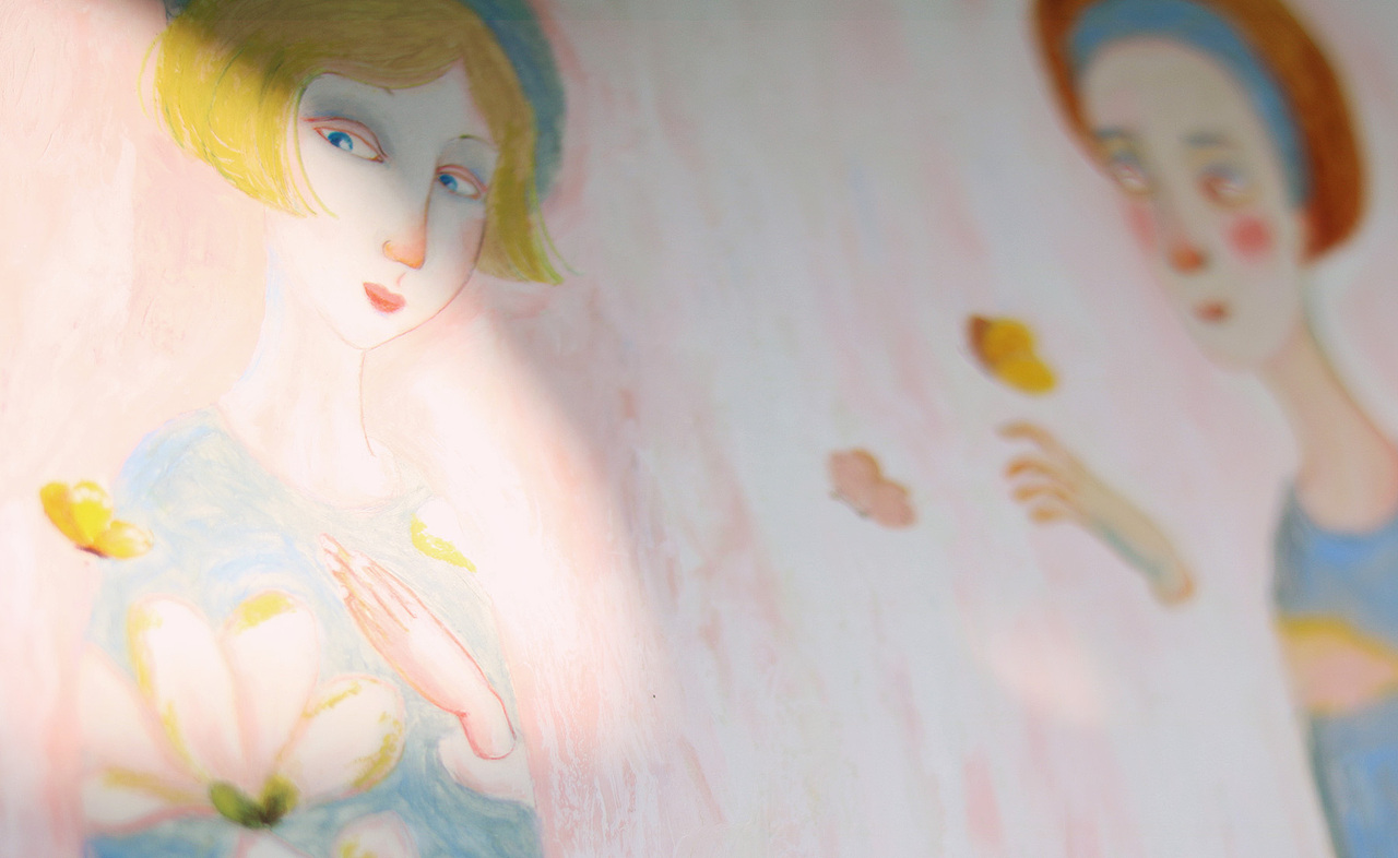 油画棒第3周-戴圆帽子的你和她