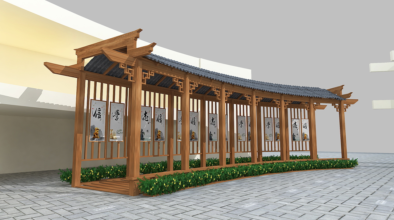 一组学校的连廊