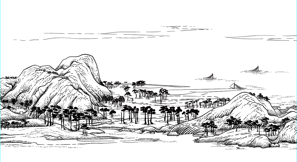 新绘版画千里江山图