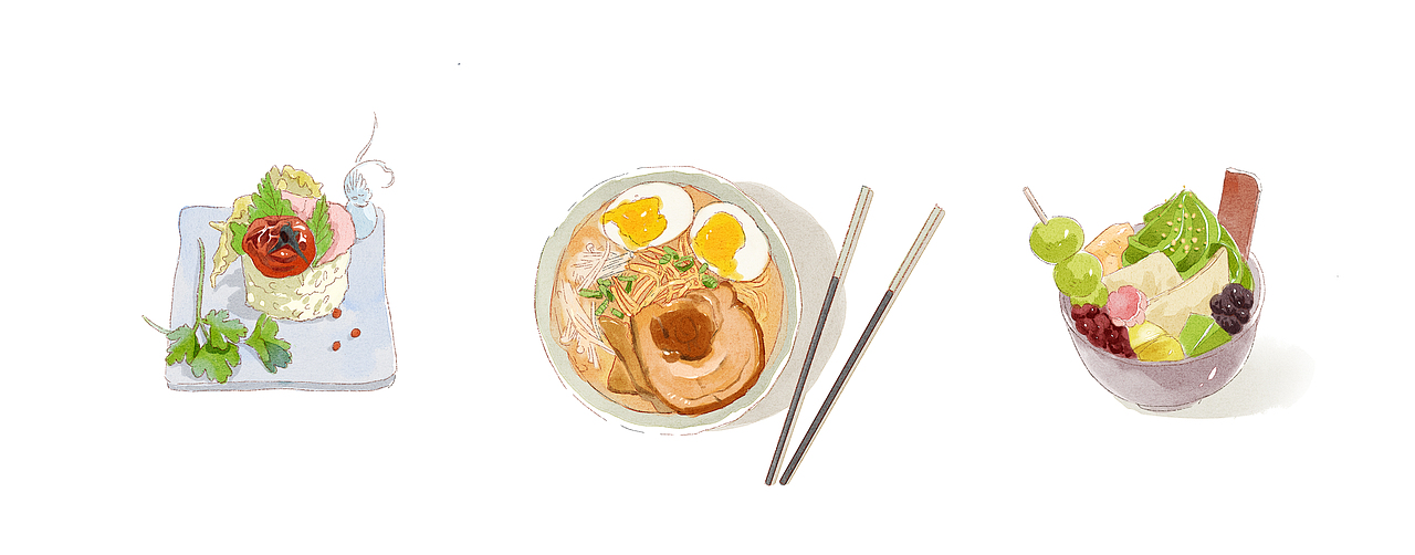 日式樱花小清新旅行插画