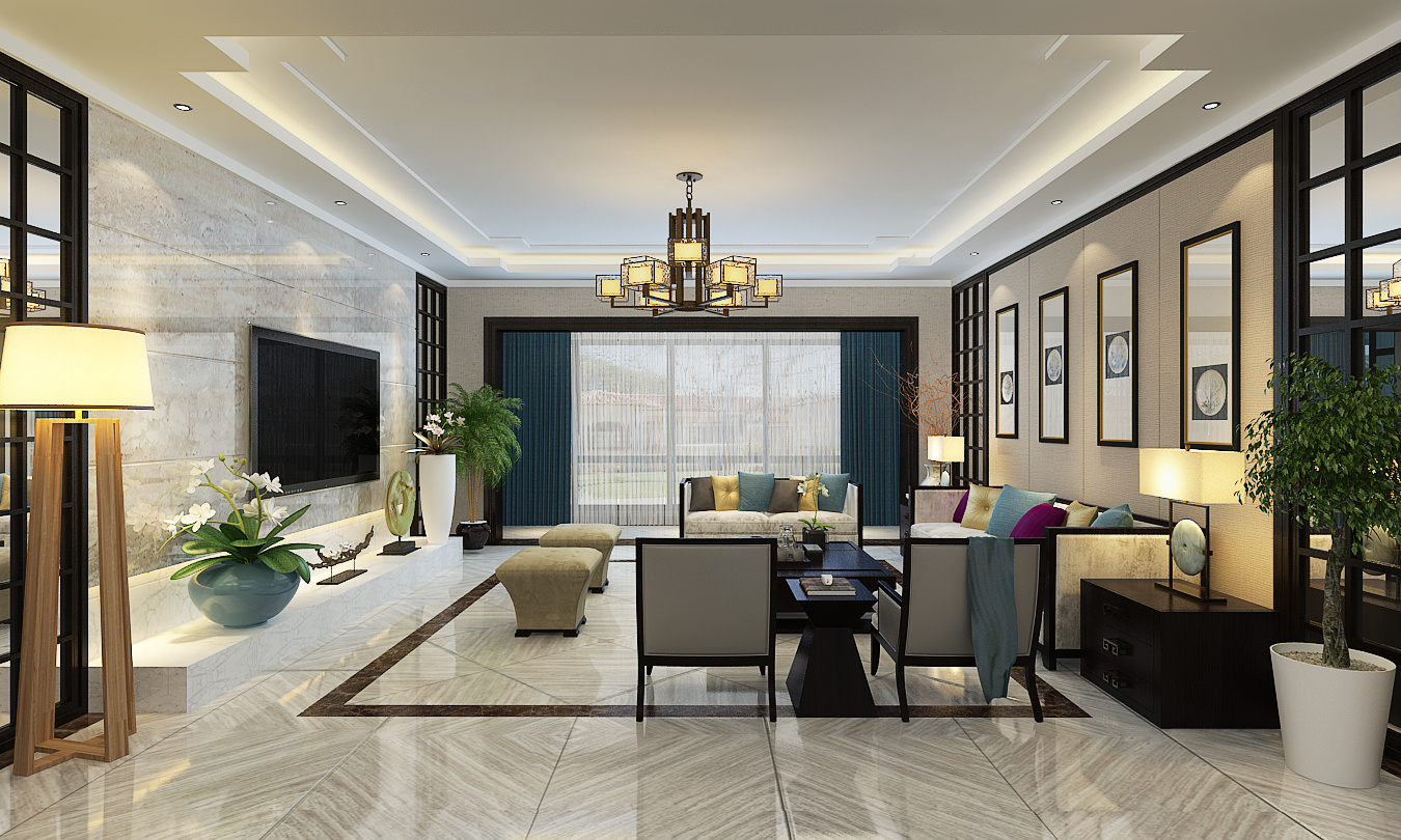 贵阳会展城九号270平米新中式混搭风格别墅装修设计