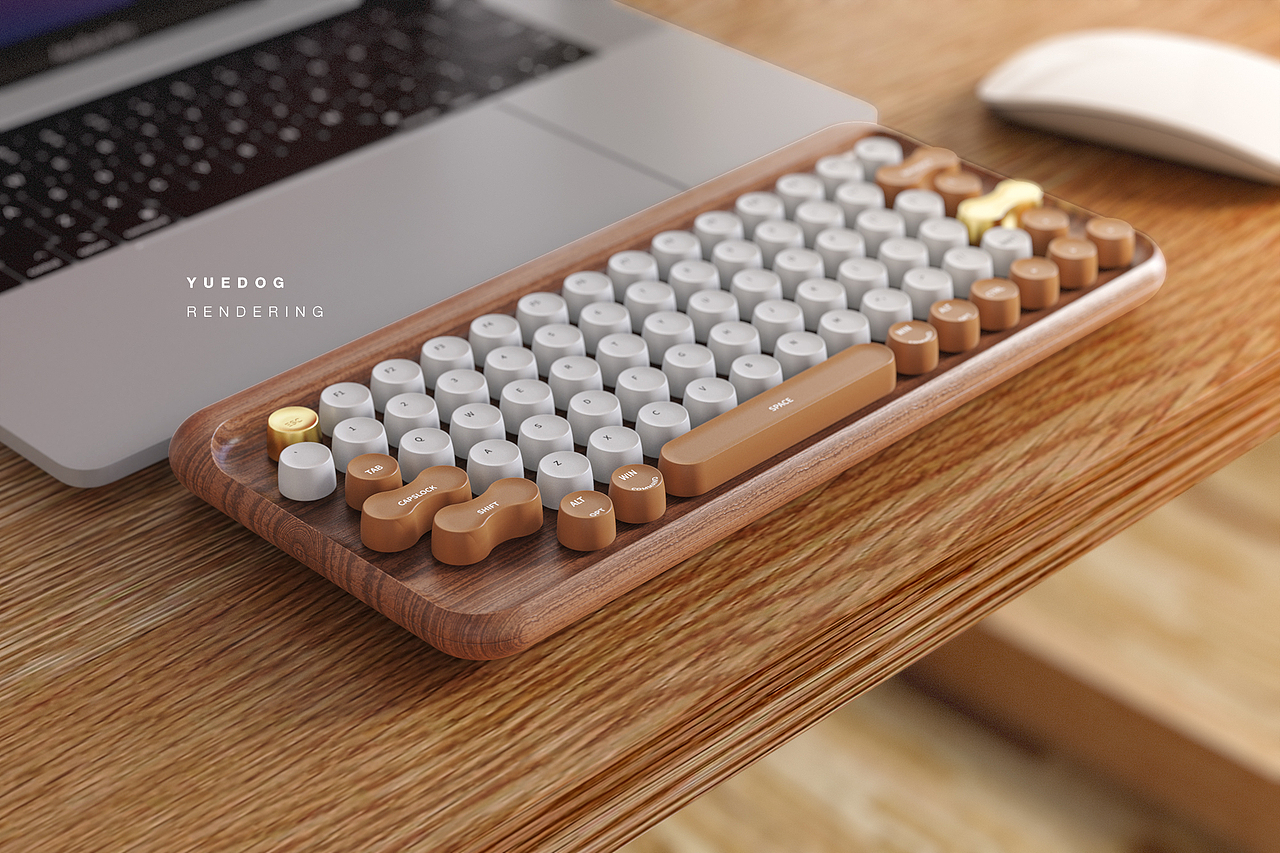 复古键盘场景渲染