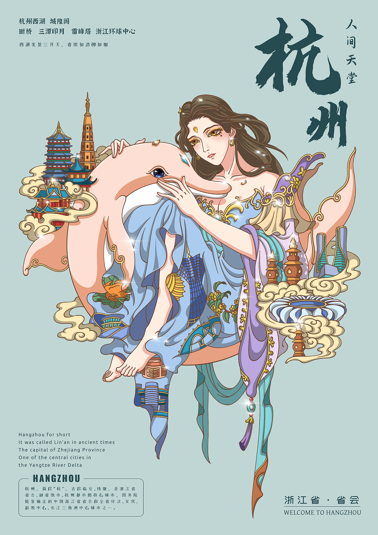 中国省会城市拟人插画