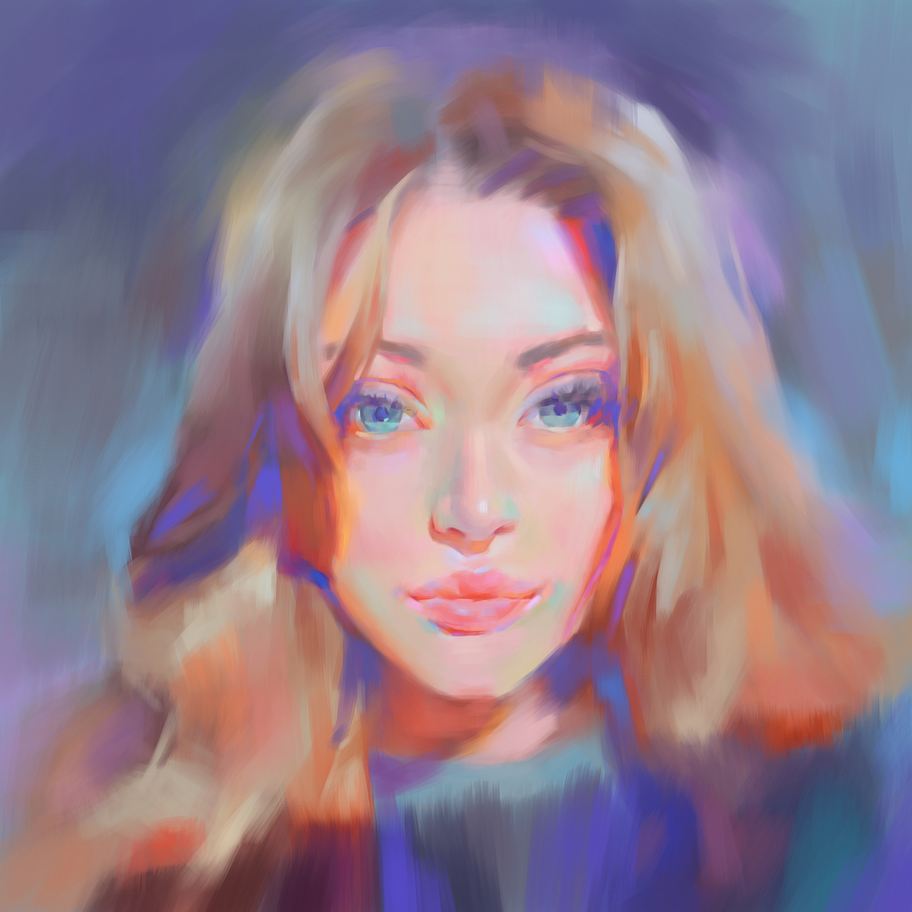 两张色彩女头像练习