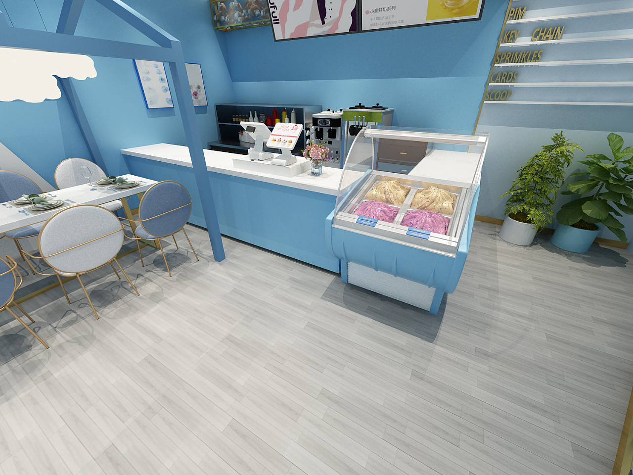DF冰淇淋店店面设计|空间|室内设计|魔方BoX - 原创作品 - 站酷 (ZCOOL)