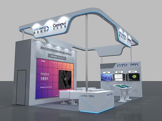 展会展台3d效果图设计 电子科技新品展厅