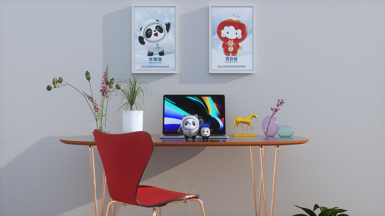 找个模型渲个冰墩