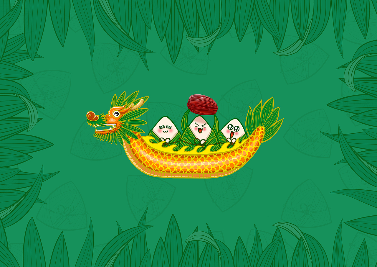 两款国潮粽子包装插画,提前祝大家端午安康