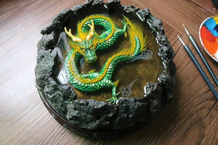 金斑青龙 火山天池 3D树脂画（图ZNTA4NzYxODQ=） - 绘画 - 站酷设计师凡尼亨原创素材 - 站酷ZCOOL