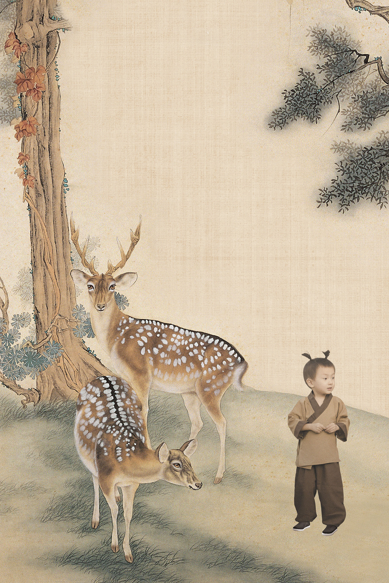 一组灰常勉强的儿童工笔画图片