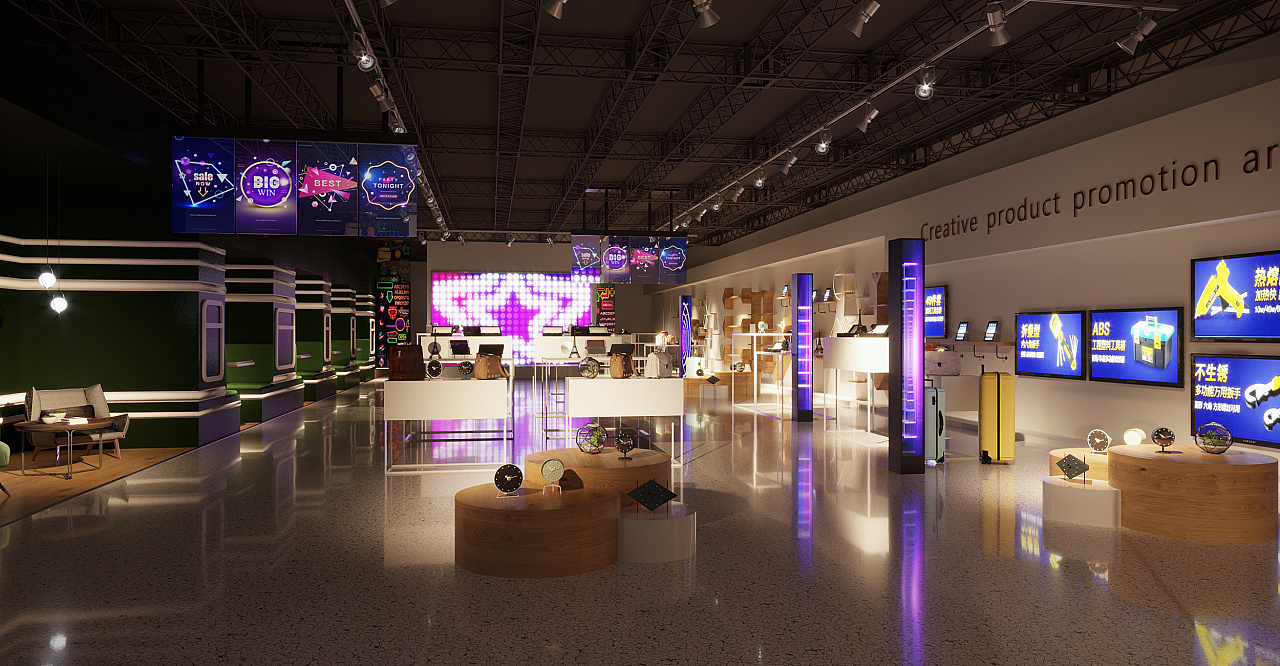 展厅,办公室,网红直播区|空间|家装设计|小四月design - 原创作品