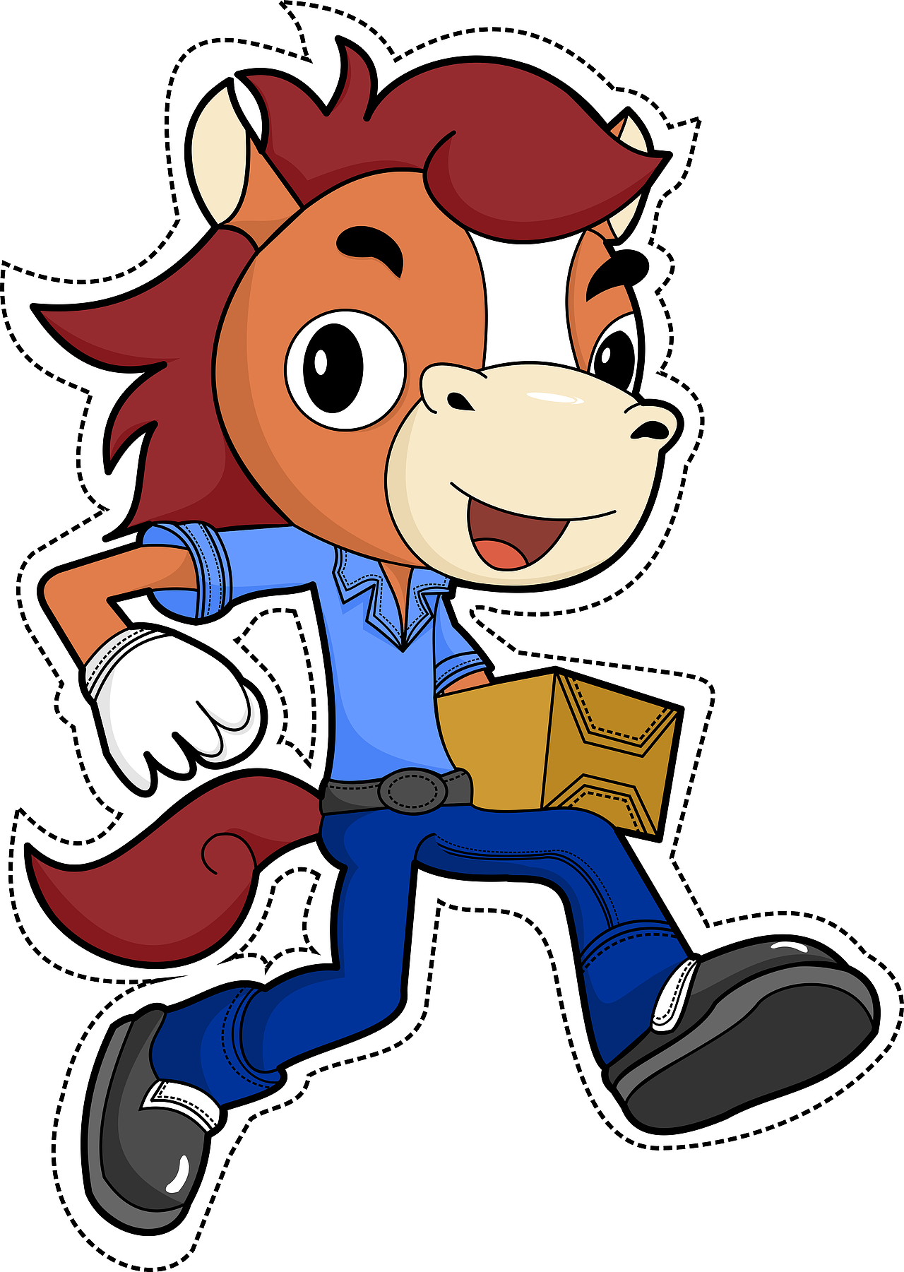 信息运输的好帮手,所以与相对应的职业是快递员,人物的动态是在奔跑中