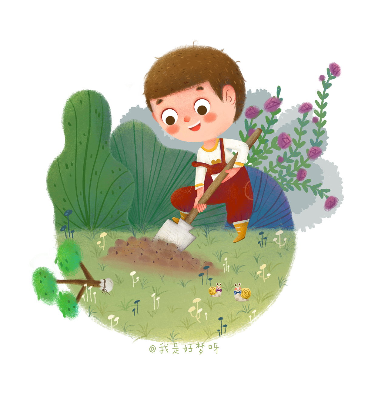 我和小树一起长大|插画|儿童插画|我是好梦呀 - 原创作品 - 站酷