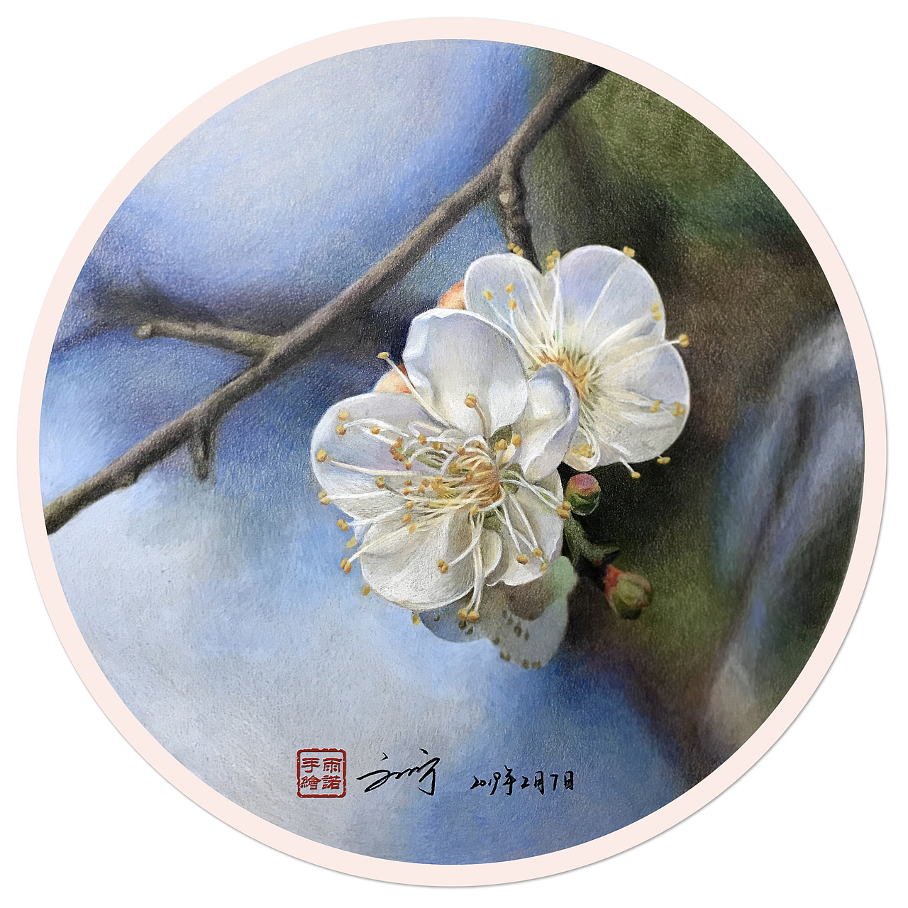 彩铅手绘梅