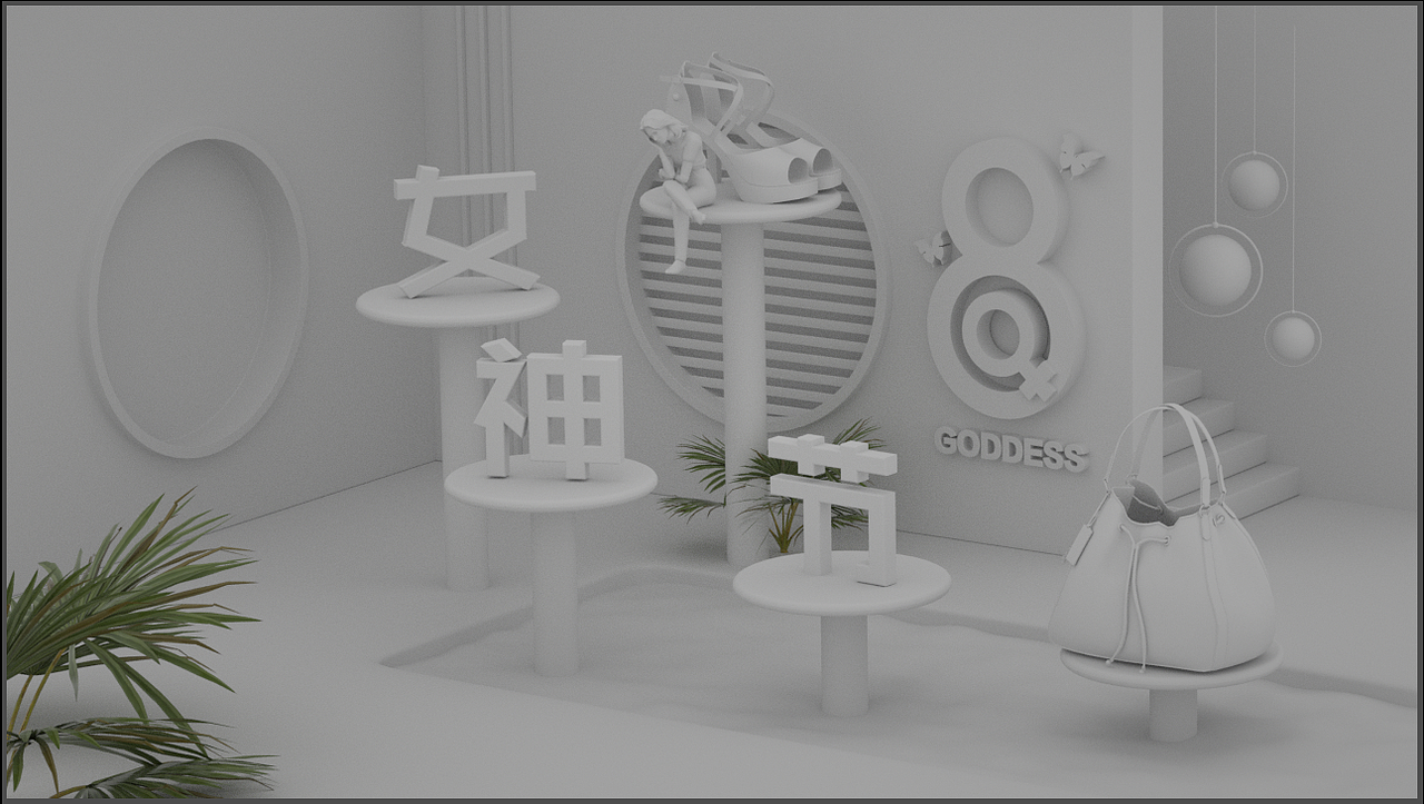 C4D练习（女神节）（图ZMjIyODcyODgw） - 其他三维 - 站酷设计师周某某Ya原创素材 - 站酷ZCOOL