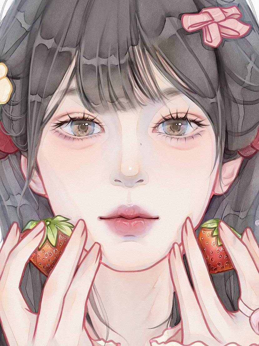 吃草莓嘛（图ZMzY3OTQ1MjQ0） - 绘画 - 站酷设计师雯钰_WenYu原创素材 - 站酷ZCOOL