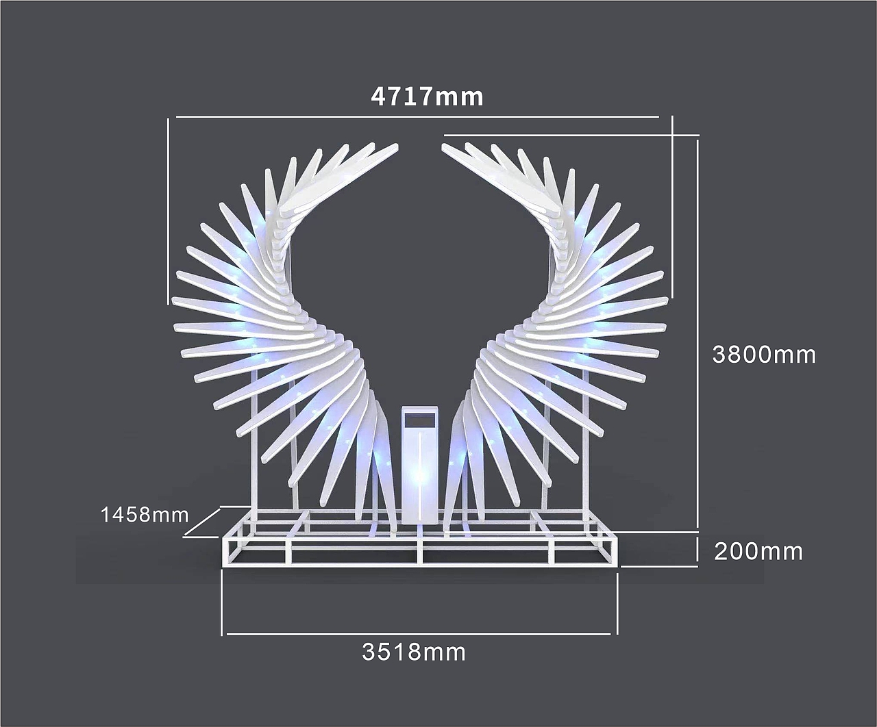 体感互动翅膀道具装置设计尺寸分享,蚂蚁美陈