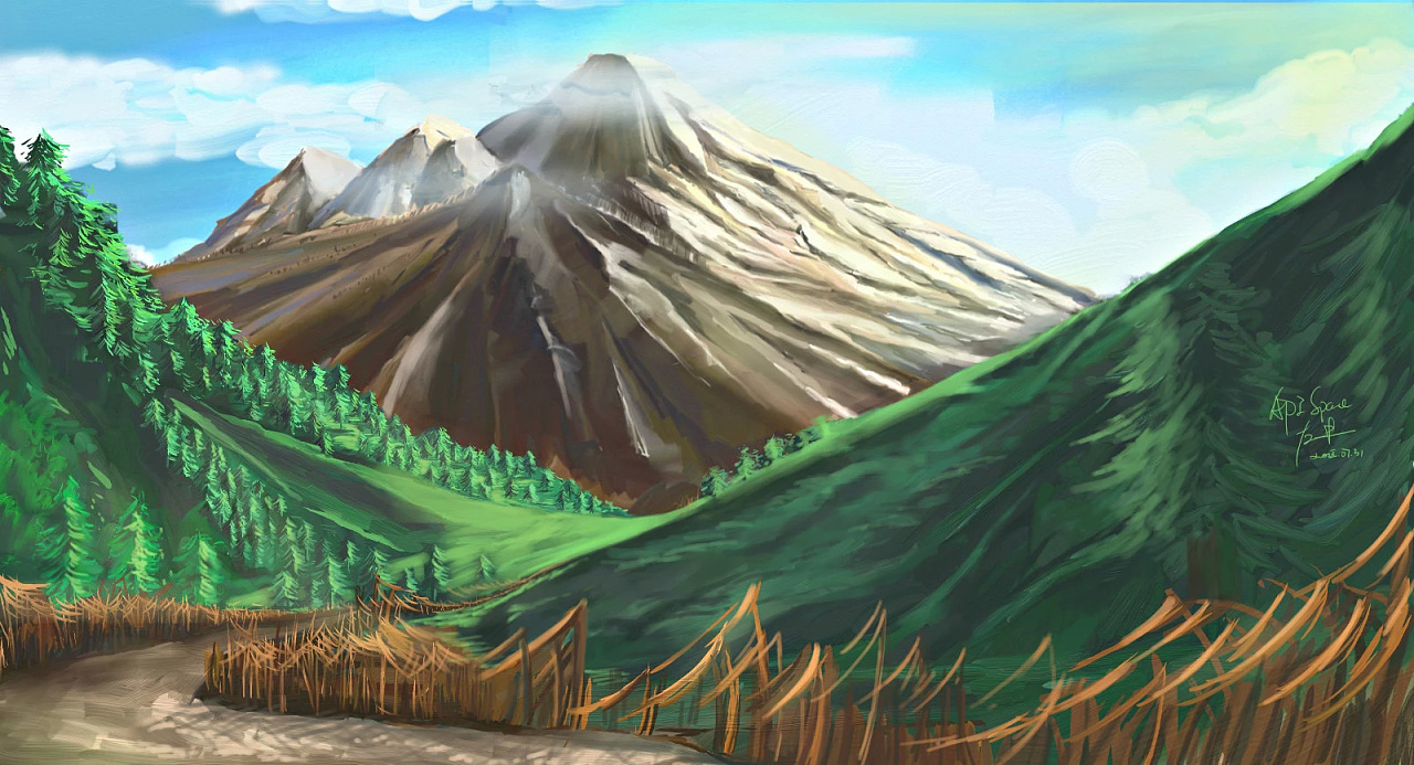 之前去九寨沟的时候印象中的一幕. 现在绘画耐心大不如从前了.