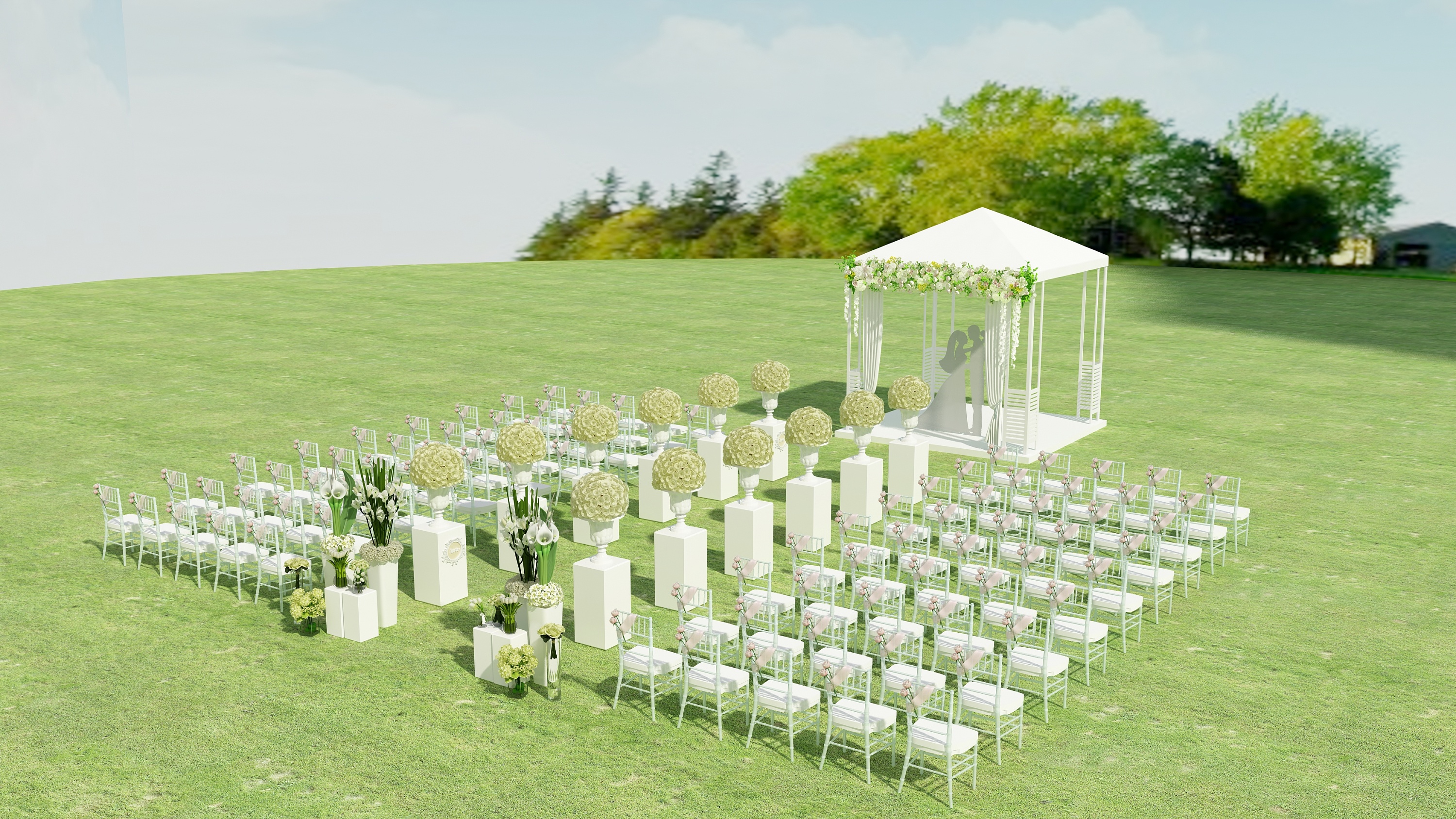 户外草坪婚礼仪式区设计图__效果图_环境设计_设计图库_昵图网nipic.com