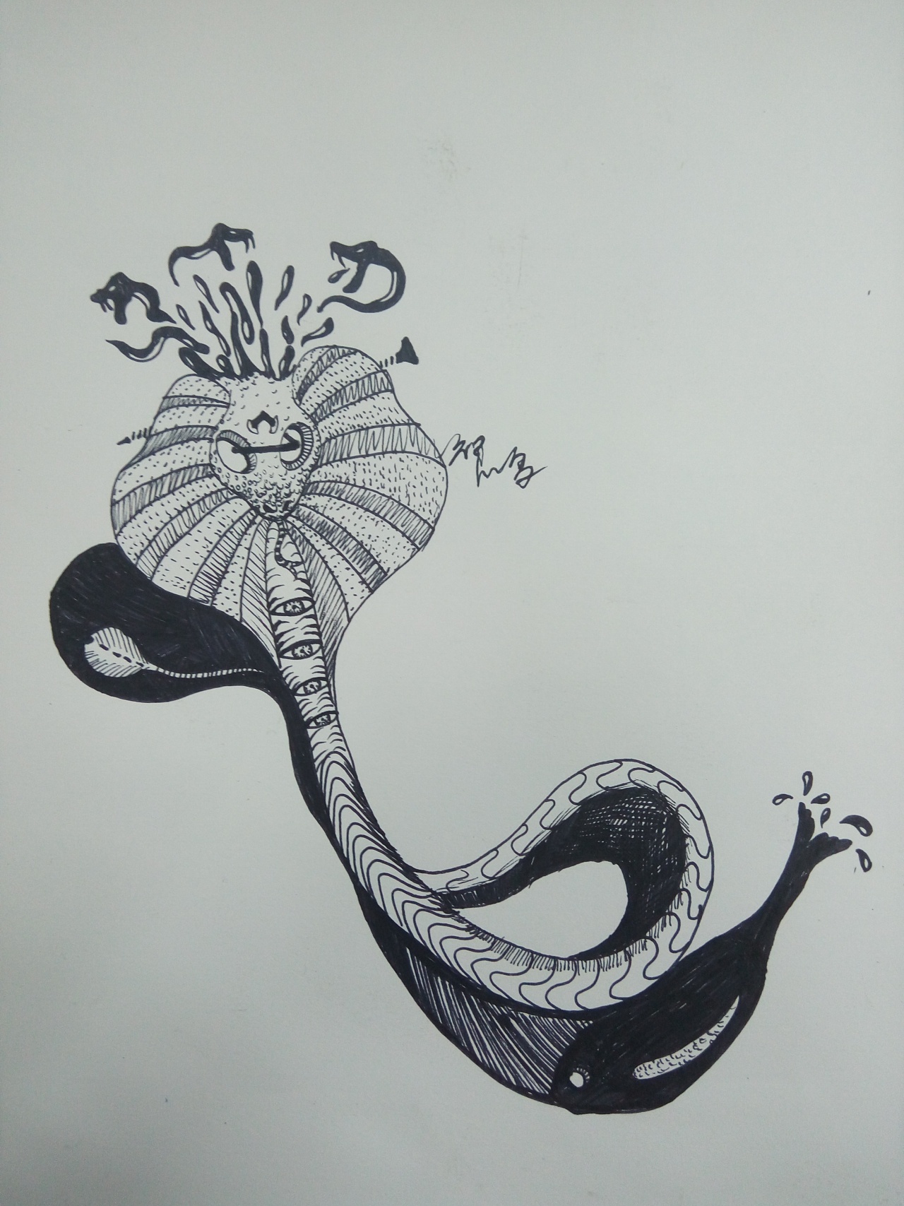 大臂黑灰蛇纹身图案 - 广州纹彩刺青