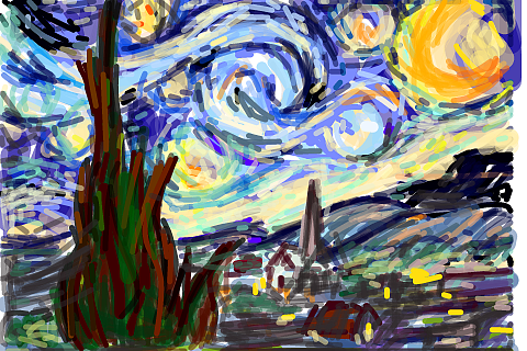 樂(lè)phone手繪《星月夜》致敬梵高（圖ZMjYyNzk5Ng==） - 創(chuàng)作習(xí)作 - 站酷設(shè)計(jì)師pflee原創(chuàng)素材 - 站酷ZCOOL