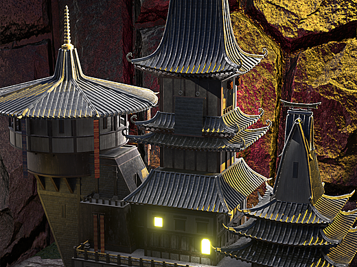 空灵城,是一座古老的城堡,blender 渲染