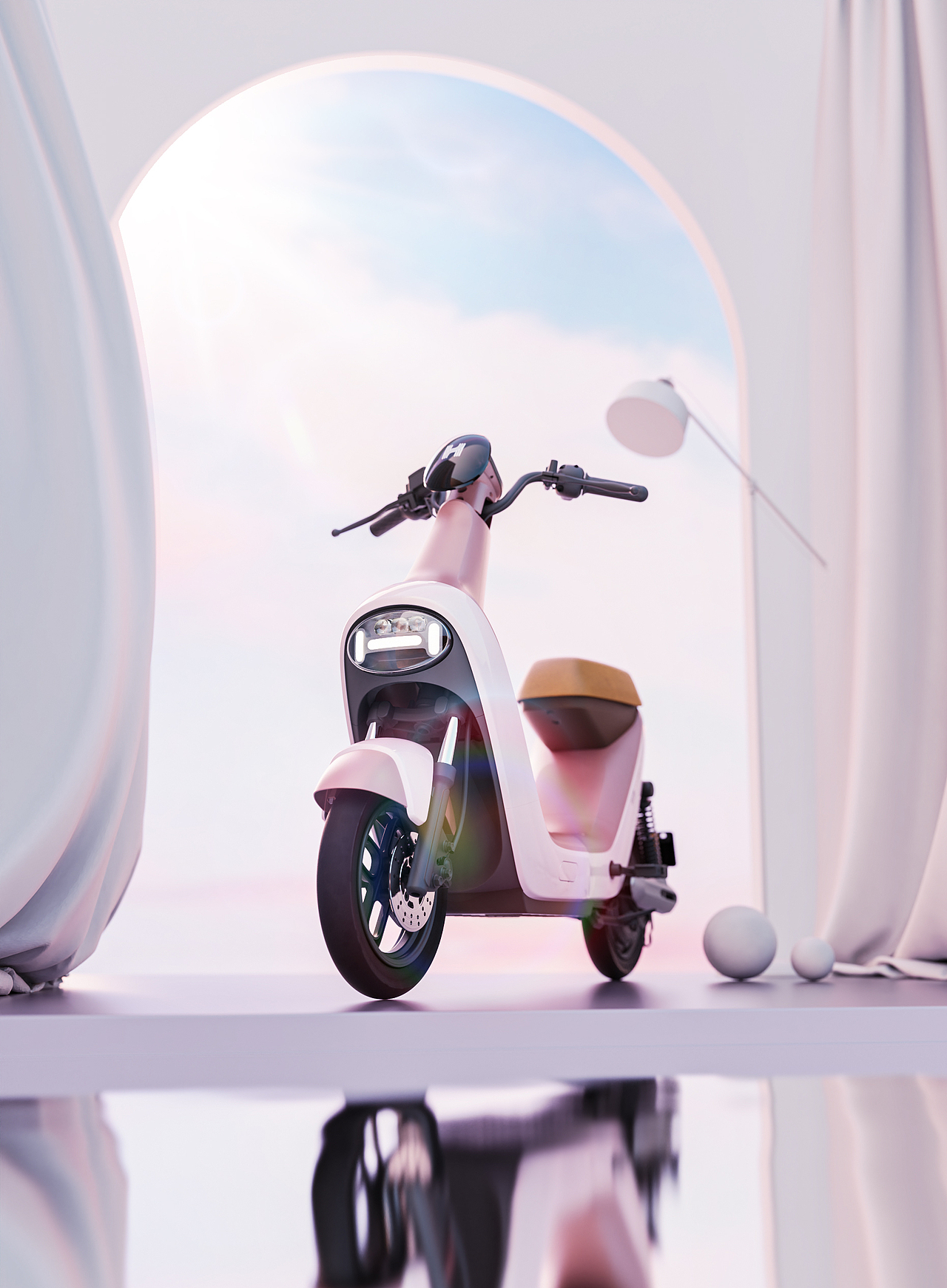 哈啰b70电动车场景渲染图