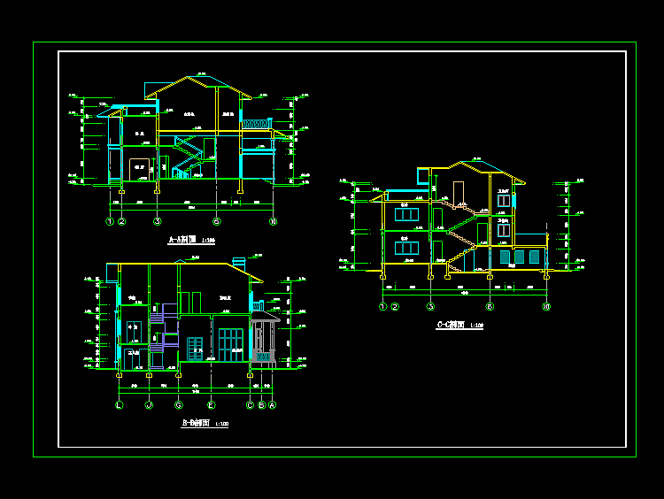 别墅小区特色大门建筑CAD施工图