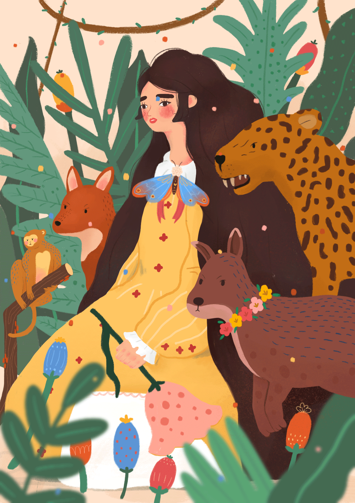 ipad绘画procreate女孩动物临摹