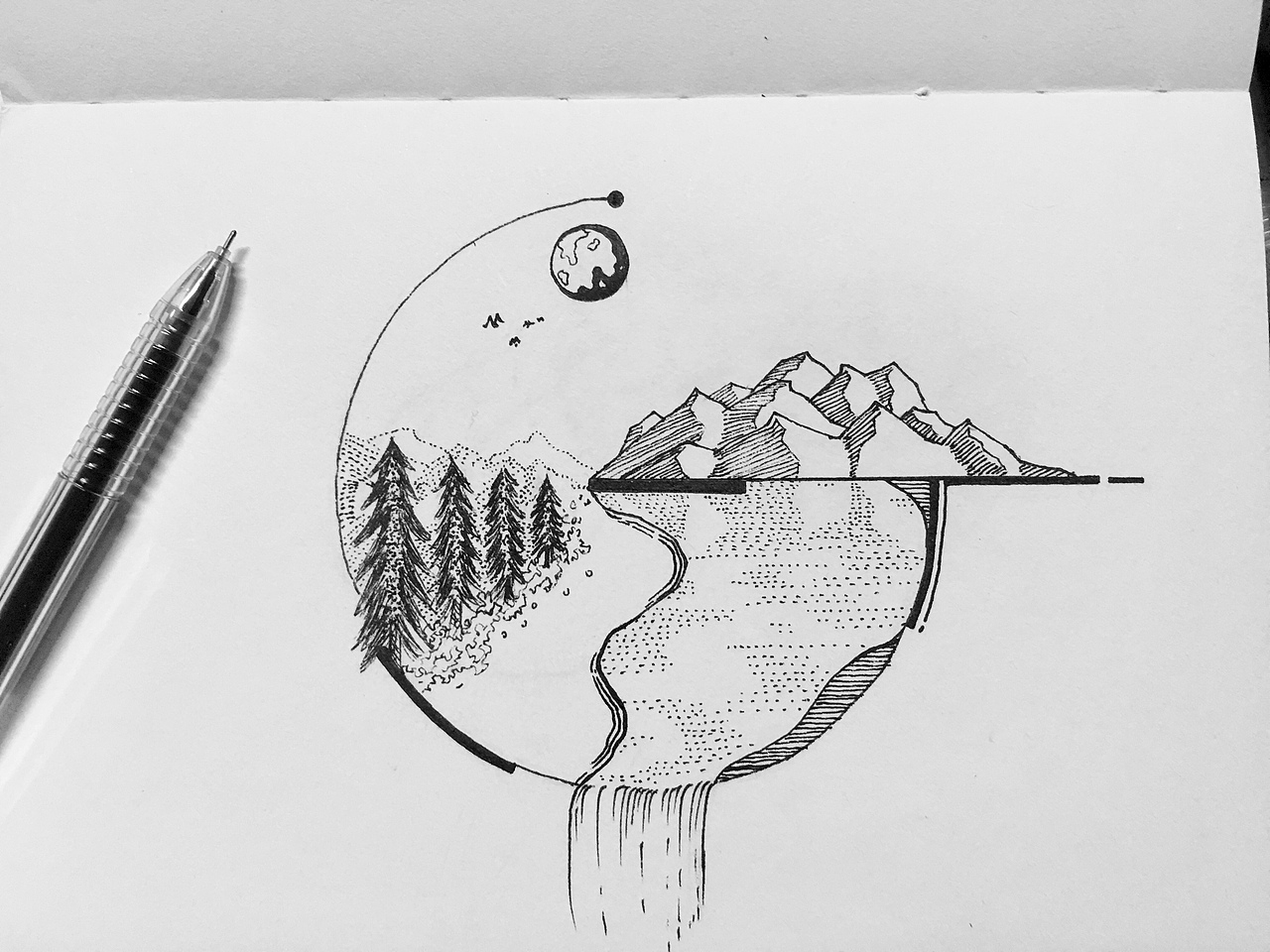 签字笔-星辰大海|插画|创作习作|才子喜欢画猫_原创作品-站酷zcool