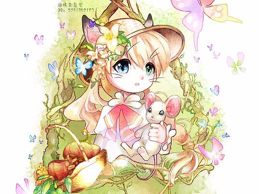 板绘水彩初创-#猫二次元萌日系可爱清新少女