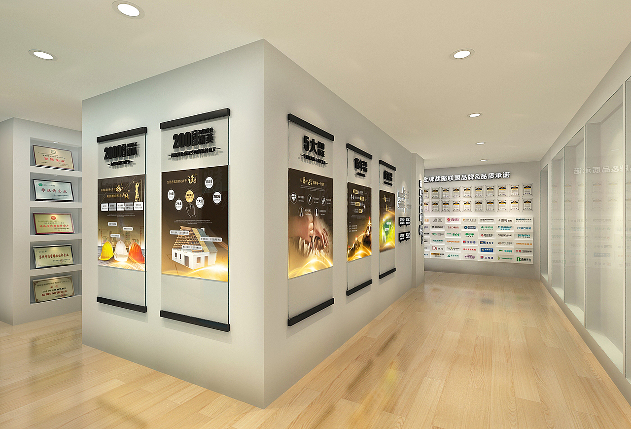 企业三维展厅展示墙@风视觉|三维|其他三维|风视觉设计_原创作品-站酷