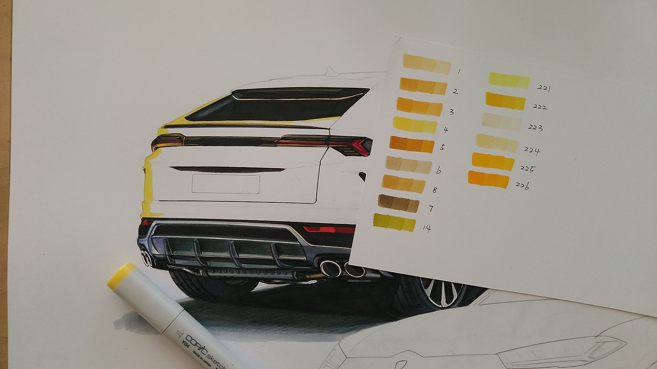 马克笔汽车手绘，兰博基尼urus（图ZMTcwNDEwOTY0） - 艺术插画 - 站酷设计师xyikai吉原创素材 - 站酷ZCOOL