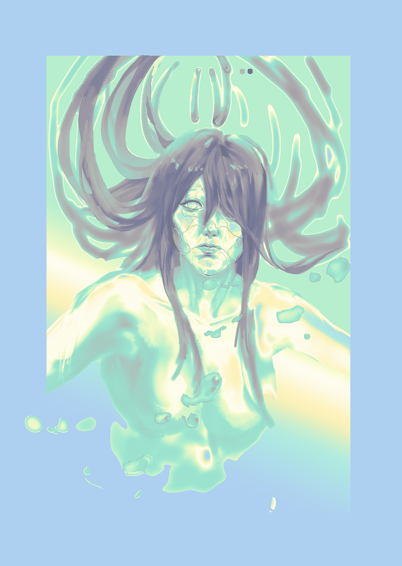 角色设计明信片插画——绿幽灵