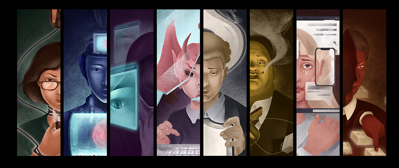 之间——探讨网络暴力的系列插画|插画|插画习作|ryan_zwr - 原创作品