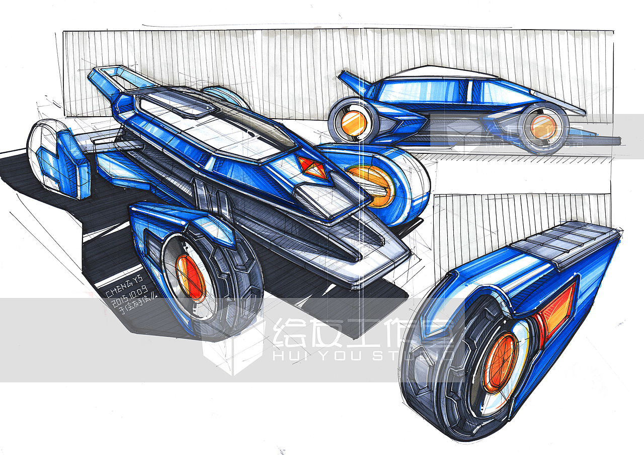 工业设计产品手绘之概念车手绘图