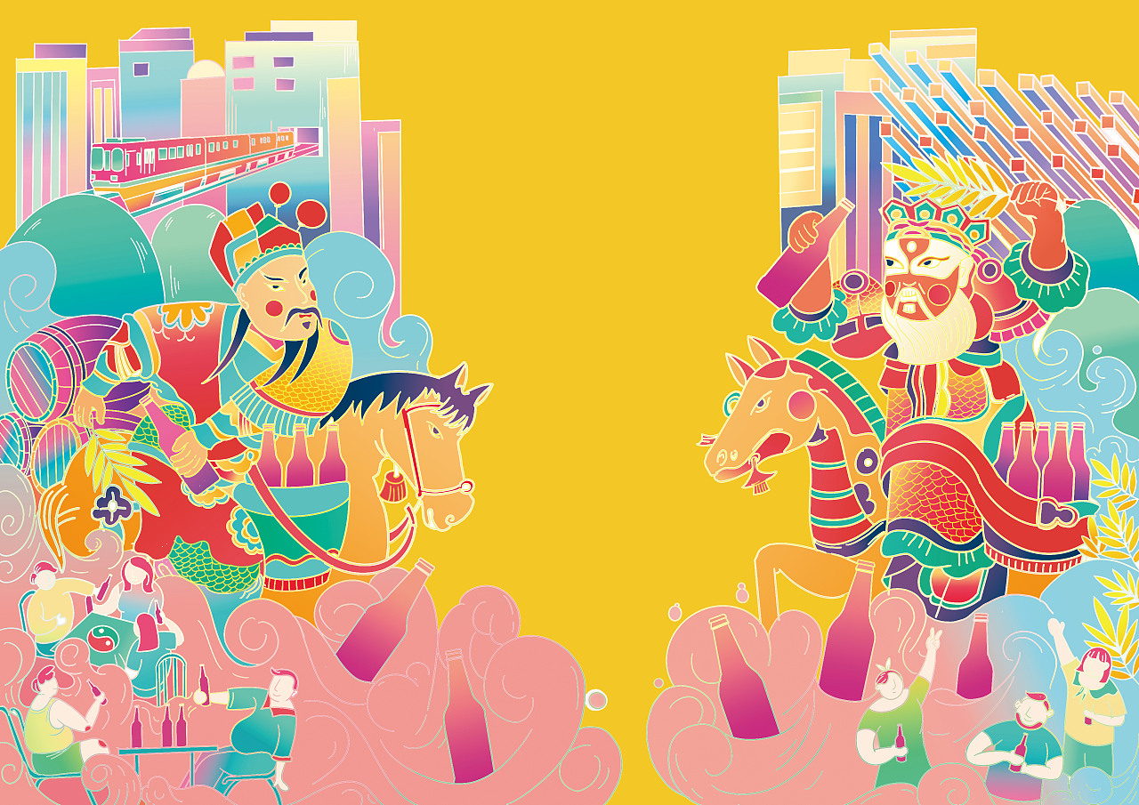 《山城啤酒*梁平年画》插画设计（图ZMjE1MDA1OTYw） - 创作习作 - 站酷设计师聪明不秃头原创素材 - 站酷ZCOOL