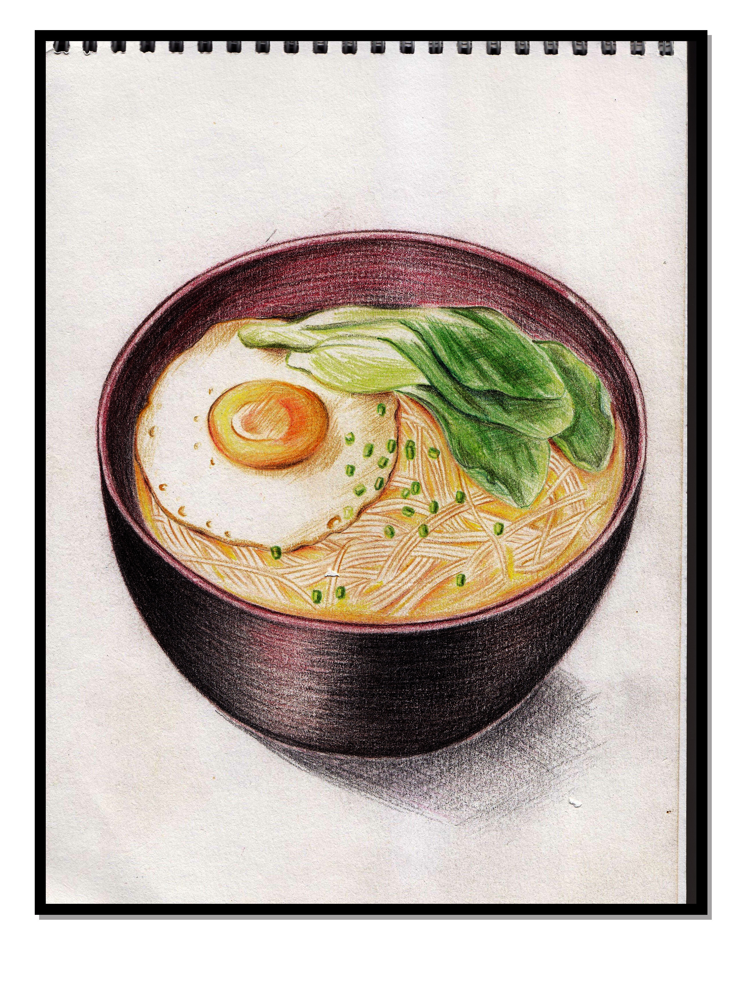 彩铅素描练习-龙须面/康乃馨