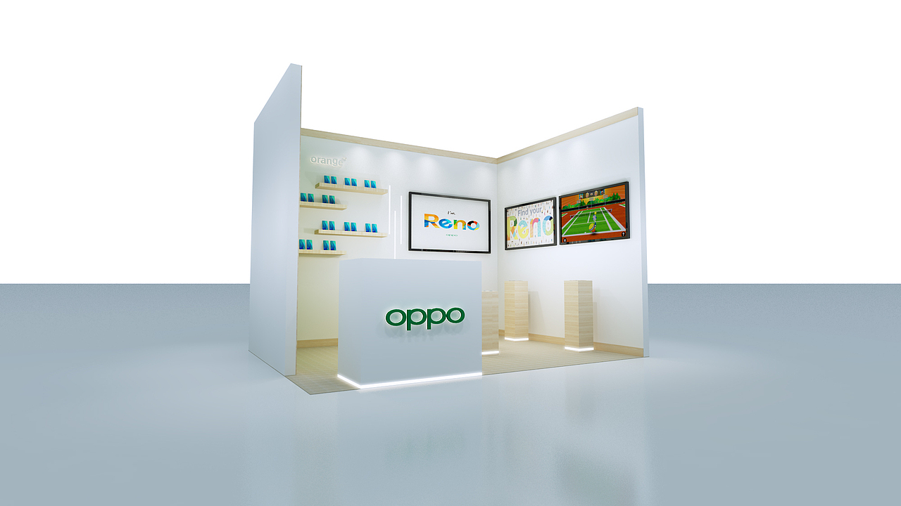 oppo手机展会 3d设计 效果图设计