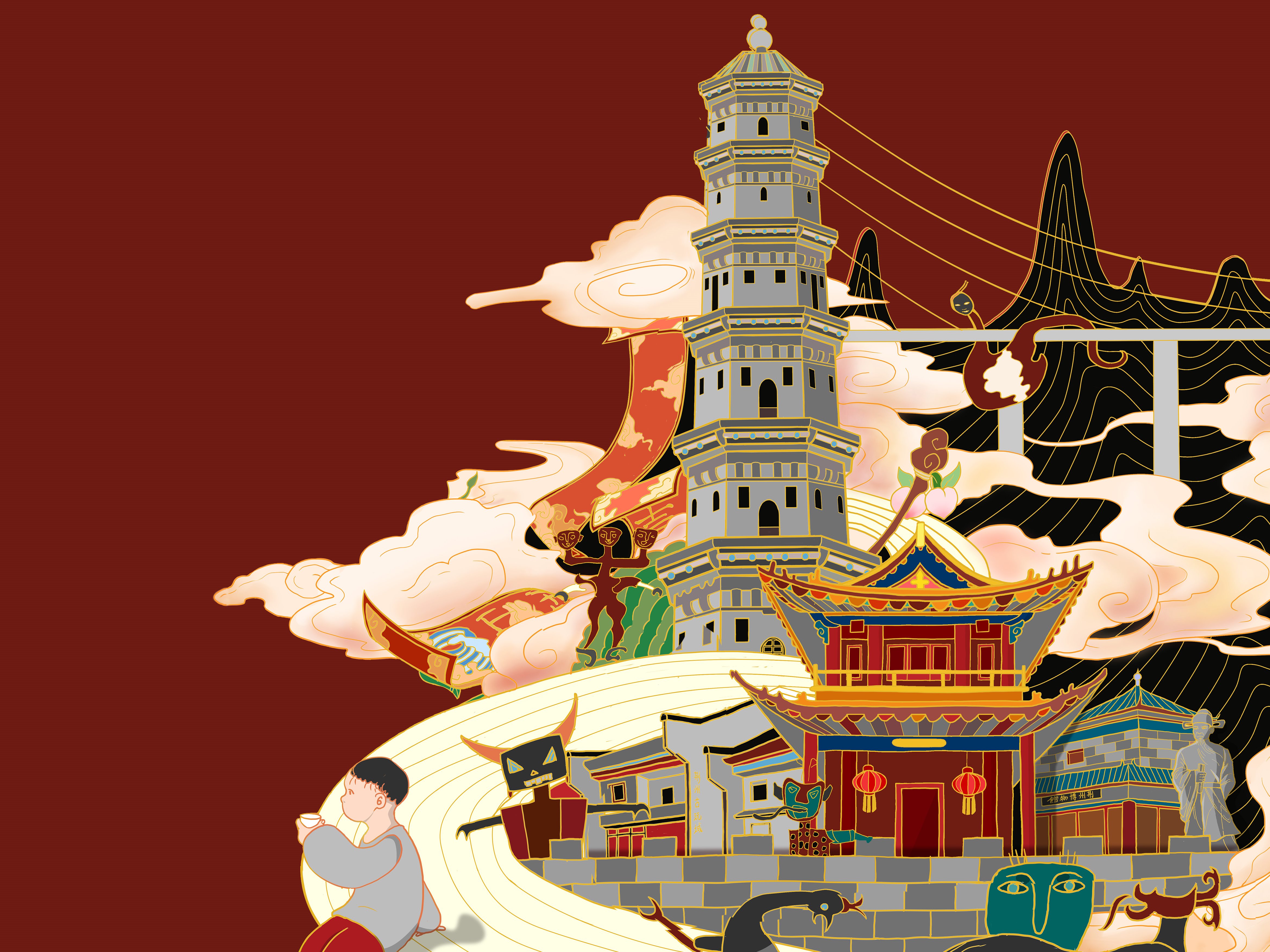 中国传统节日系列插画|插画|商业插画|老胡画画 - 原创作品 - 站酷 (ZCOOL)