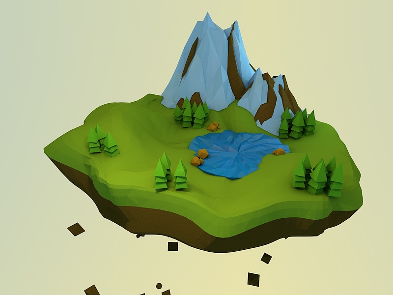 C4D低多边形世界练习